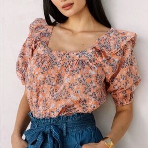 Cleobella Mariana Floral Positano Organic Cotton Blouse S Boho Romantic Feminine